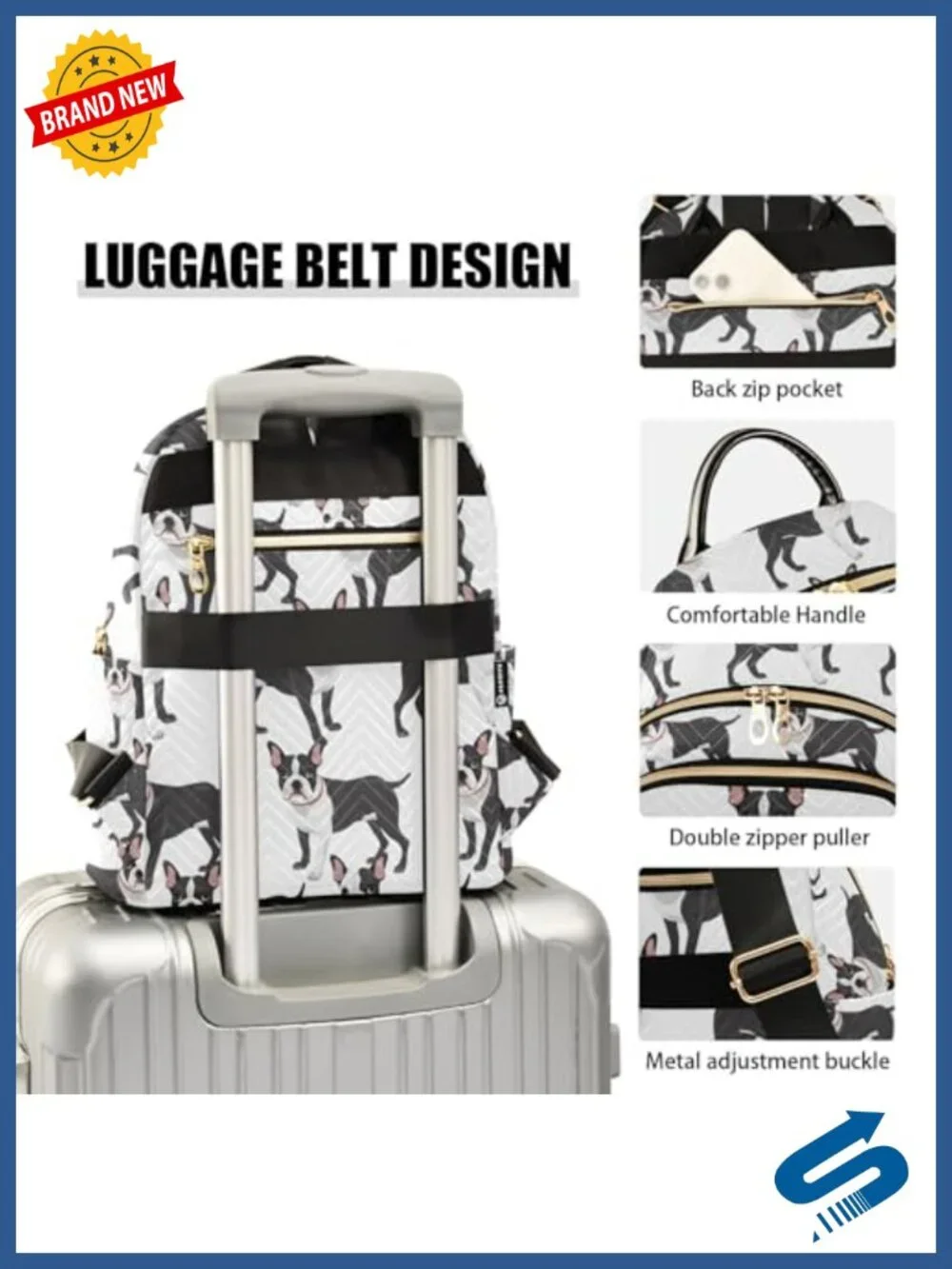 Lightweight Nylon Quilted Backpack Purse with Multiple Pockets - Travel Daypack